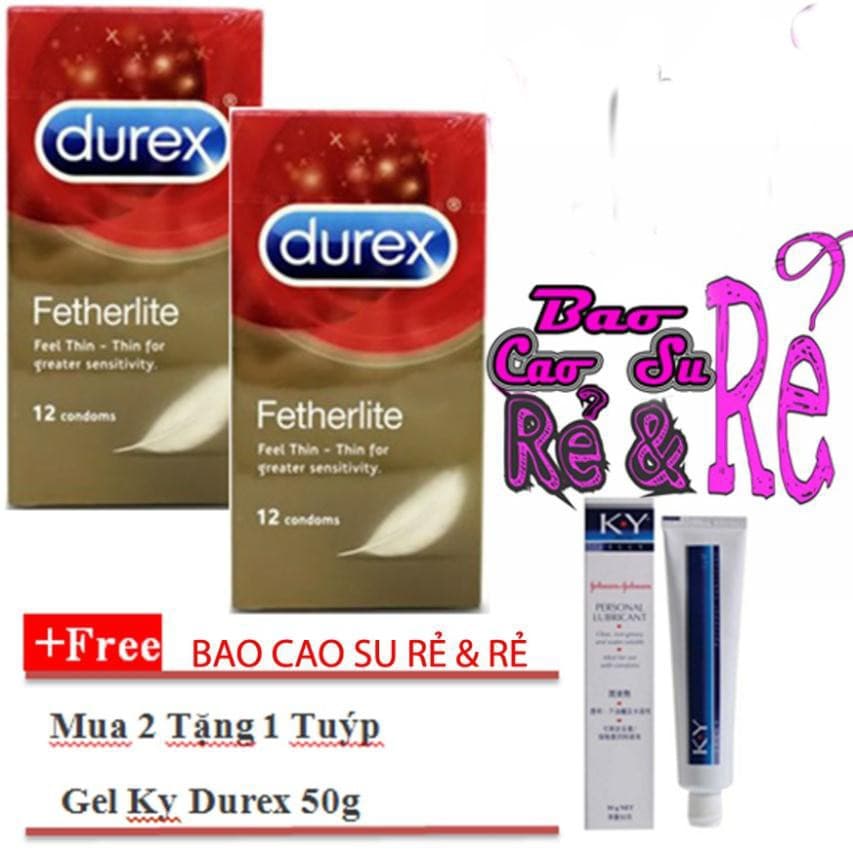 Combo 2 hộp durex fetherlite + gel ky