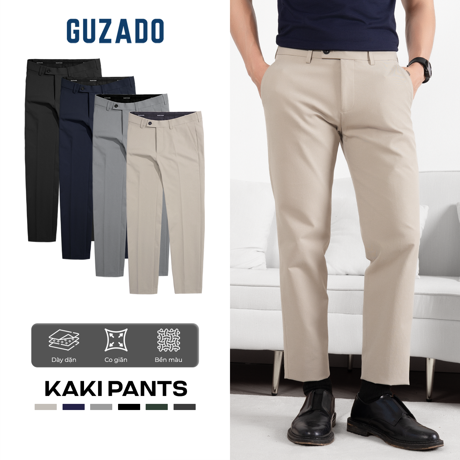 Quần Tây Âu Nam GUZADO Chống Nhăn Form dáng Slimfit Thanh Lịch Sang Trọng Trẻ Trung GTR01S