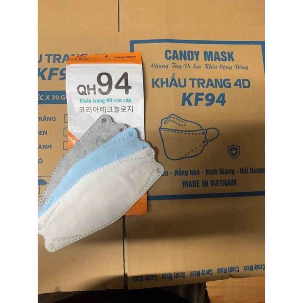 Khẩu trang kf94 candy mask 4d hàn quốc 4 lớp thùng 300 cái màu trằng