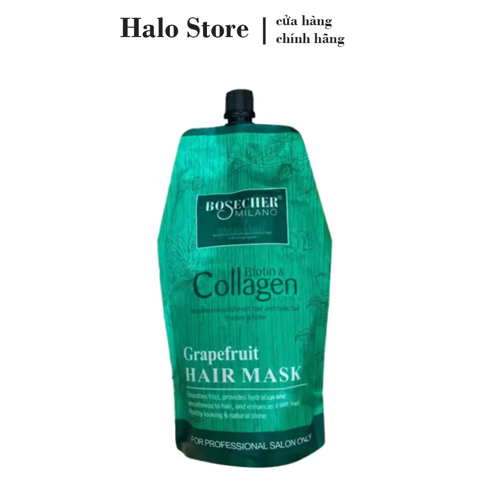 Kem Hấp phục hồi tóc Bosecher Biotin & collagen 1000ML giúp tóc chắc khỏe và mềm mượt, Hấp tóc chuyên cho Salon