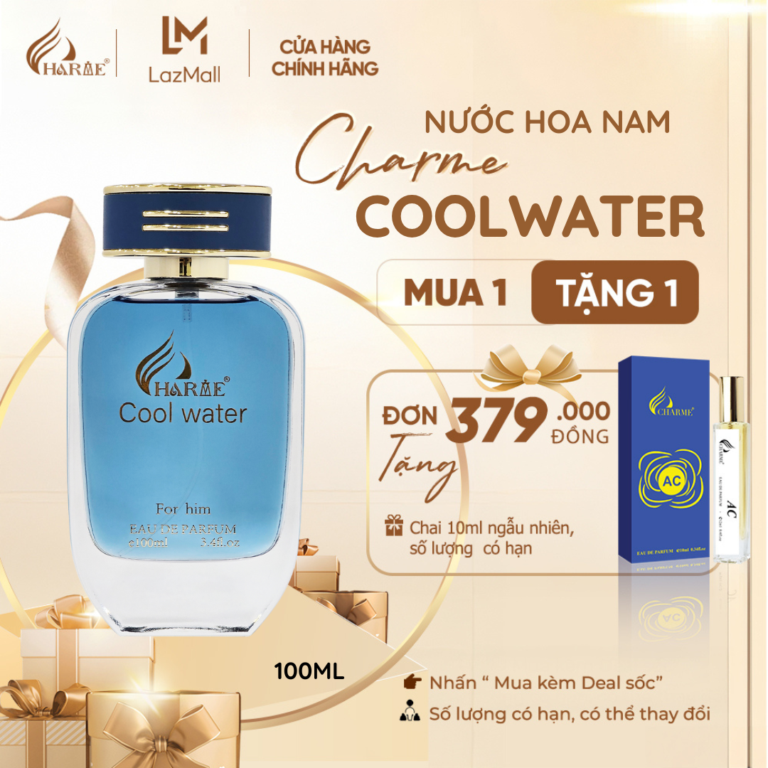 Nước Hoa Nam CHARME CoolWater 100ml BẢN MỚI Lưu Hương Lâu Phóng Khoáng, Nam Tính