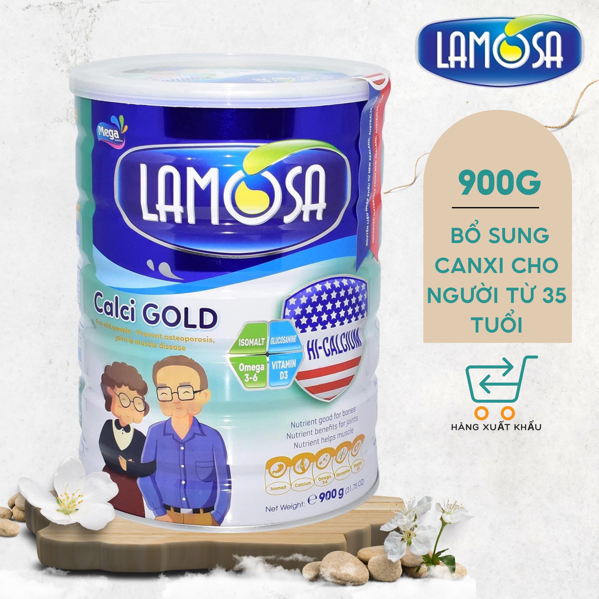 Sữa Y Tế Bổ Sung Canxi Cho Người trên 35 Tuổi  Lamosa CALCI GOLD 900G hàng xuất khẩu