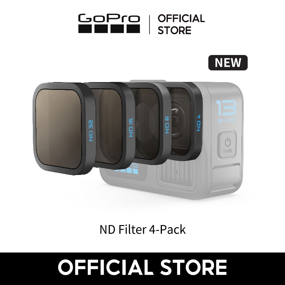  GoPro ND Filter 4-Pack - Bộ 4 kính lọc ND4 ND8 ND16 ND32 dành cho HERO13 Black dễ dàng tháo lắp chỉ với 1 lần vặn chống chầy xước chống hơi nước chế độ tự động quay video điện ảnh tiện lợi 