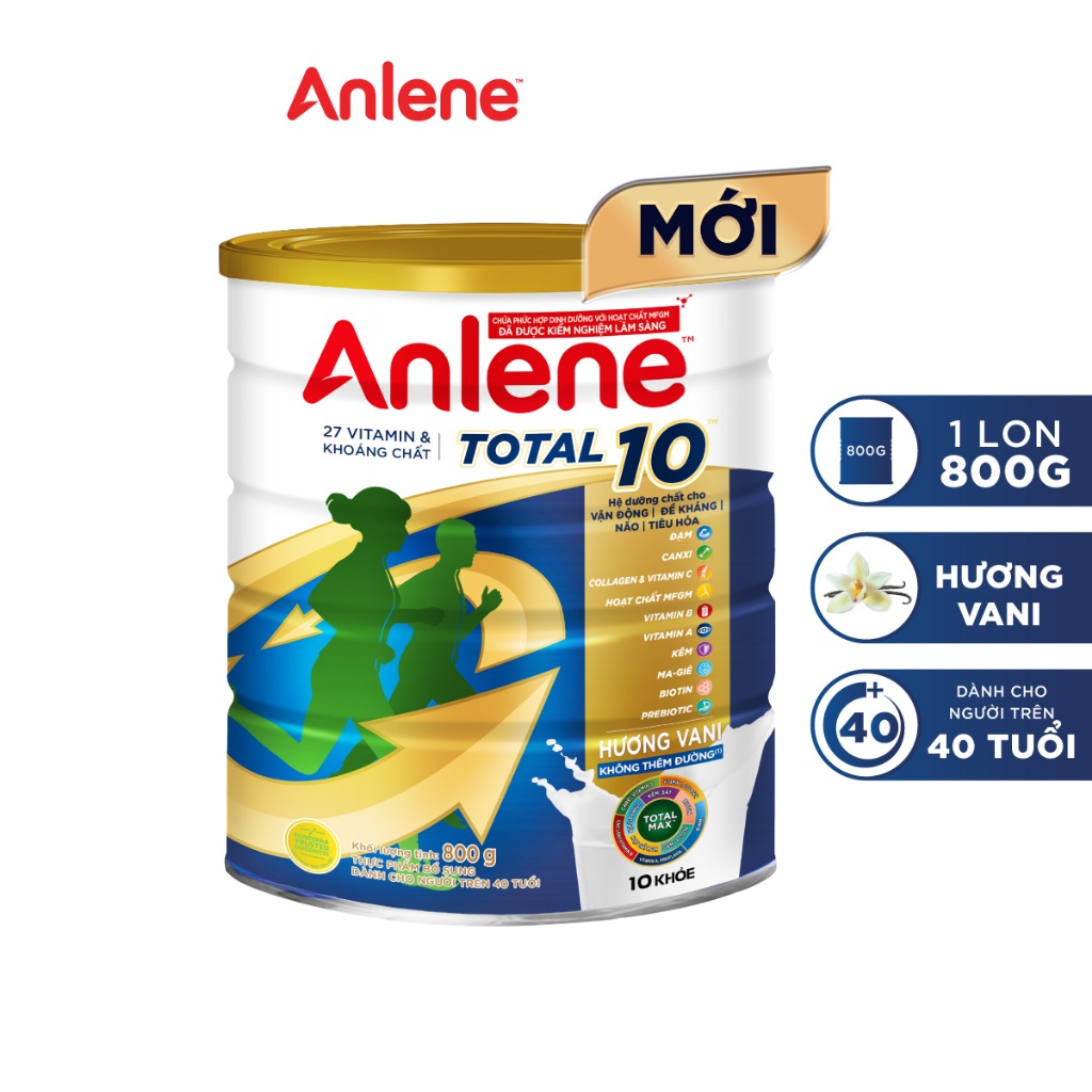 Sữa bột bổ sung dinh dưỡng Anlene TOTAL 10 lon 800g