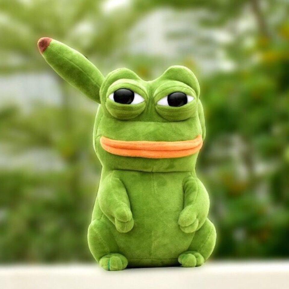 Gấu bông ếch Pepe cosplay Pikachu ếch meme môi dày mắt buồn 30cm NEOCI