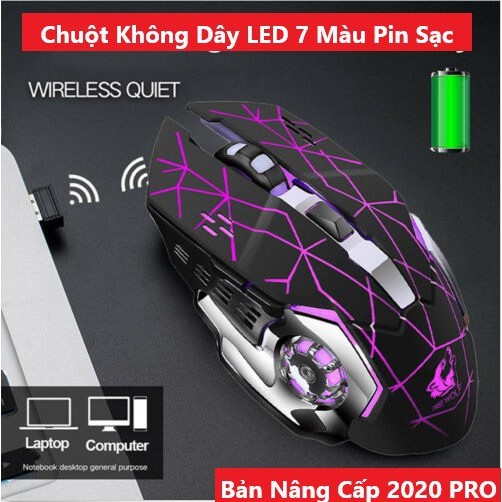 CHUỘT CHUYÊN GAME KHÔNG DÂY CÓ THỂ SẠC PIN FREE WOLF X8 PRO Wireless 2.4GHz VỚI LED TỰ ĐỘNG ĐỔI MÀU