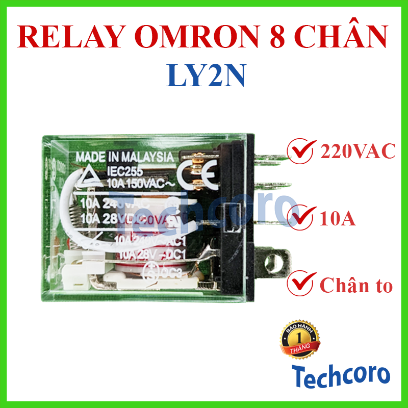 Relay trung gian 220v 10a, omron ly2n 8 chân to, relay omron ly2n