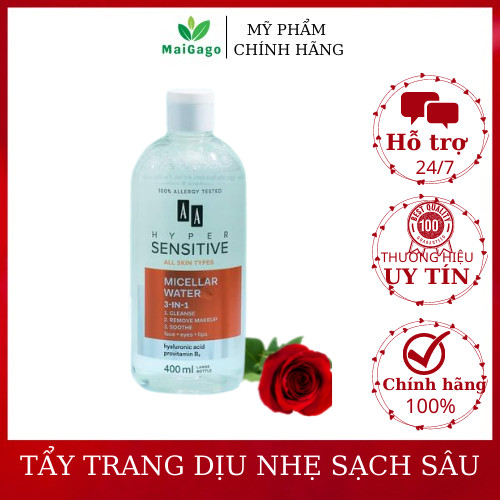 Nước tẩy trang sạch sâu AA Cosmetics - Nước tẩy trang dành cho mọi loại da dịu nhẹ Maigago 400ml