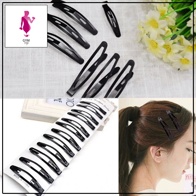 Vỉ 12 chiếc cặp tóc, ghim tách bật, kẹp mái đen, ghim tóc mái sơn đen chống gỉ Hàn Quốc