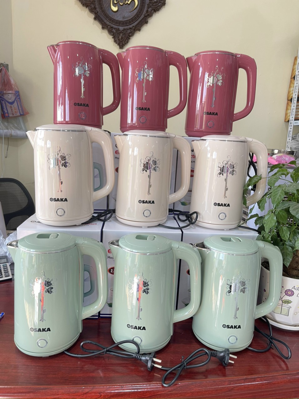 Bình đun nước siêu tốc osaka 2.5l model km-118, ấm đun nước siêu tốc osaka hiện đại và trang nhã