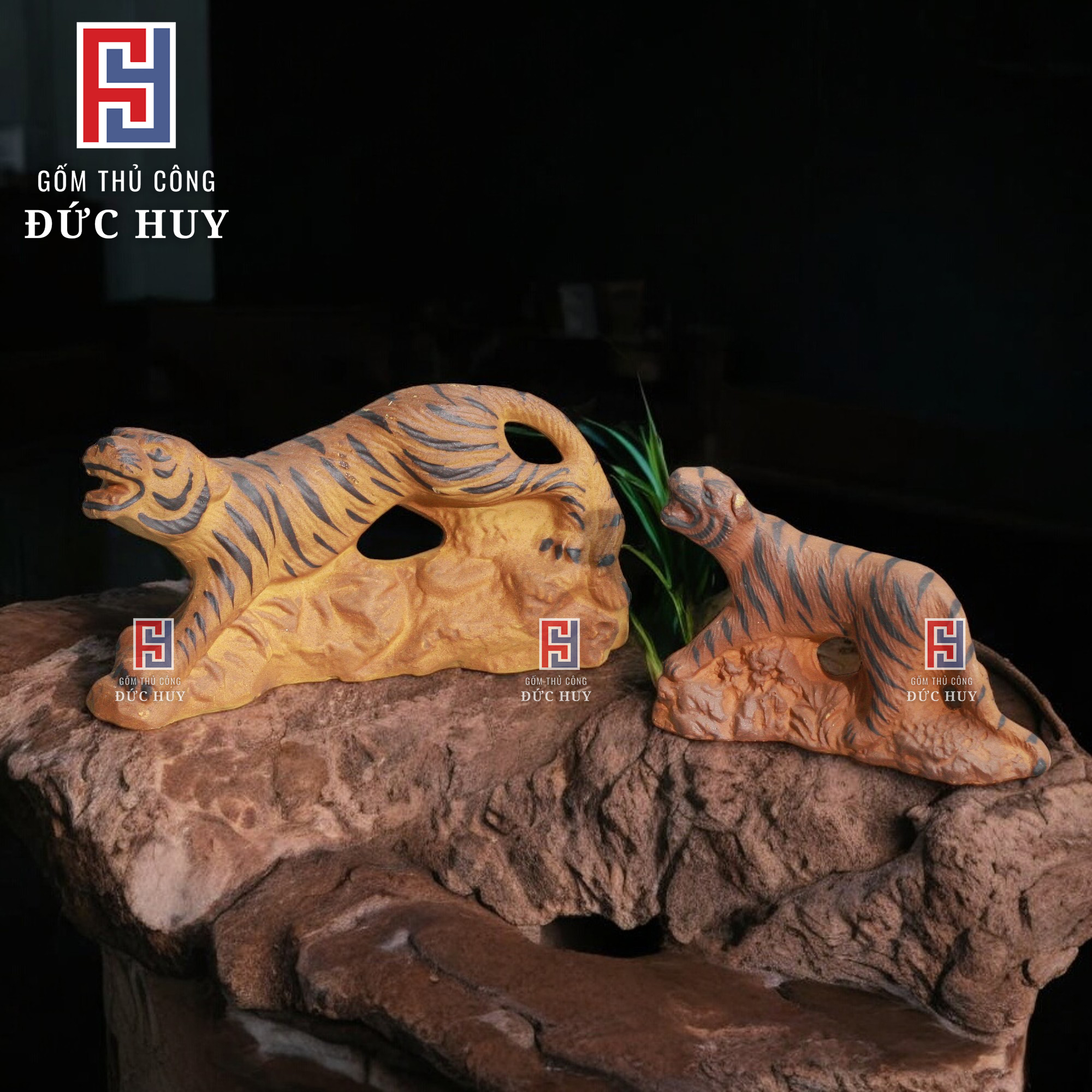 Tượng gốm con Hổ mini phụ kiện trang trí tiểu cảnh chậu cây - hòn non bộ