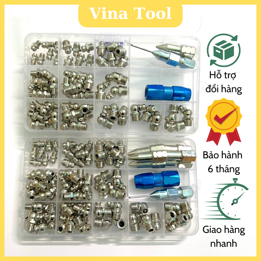 Hộp đầu bơm, vòi bơm mỡ 60c và 80c, hộp vú bơm mỡ, vú mỡ loại m6, m8, m10, đầu bơm mỡ
