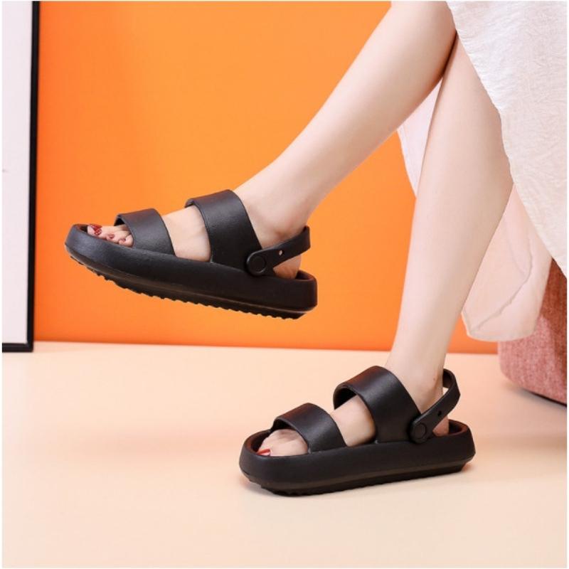 Dép nữ, nam sandal bánh mì đế cao 2 màu đen trắng size kép 36-43 sd02