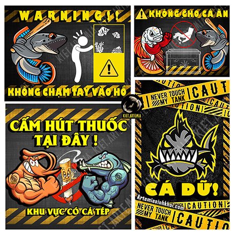 Trang trí bể cá vui nhộn, decal dán bể cá cảnh chuyên nghiệp