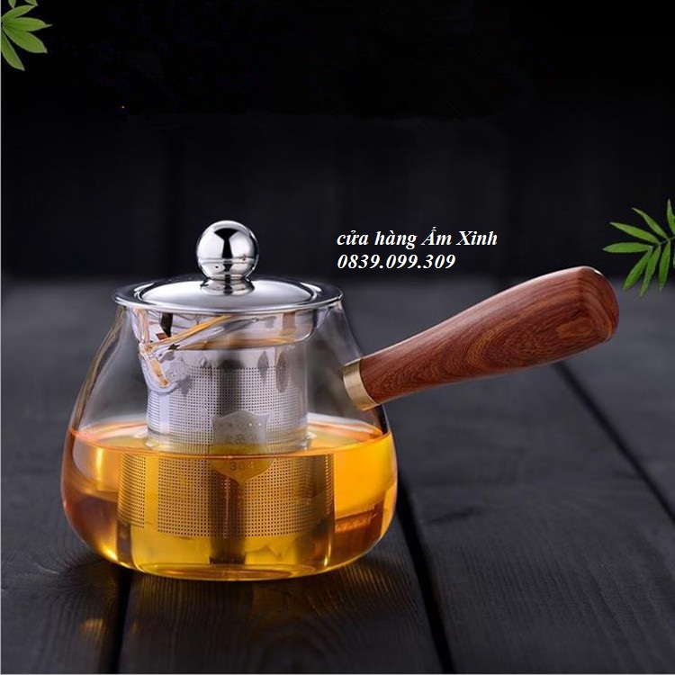 Ấm Pha trà, Bình thủy tinh pha trà có lõi lọc inox 304