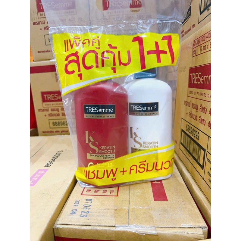 Cặp dầu gội, xả tresemme keratin smooth thái lan suôn mượt vào nếp