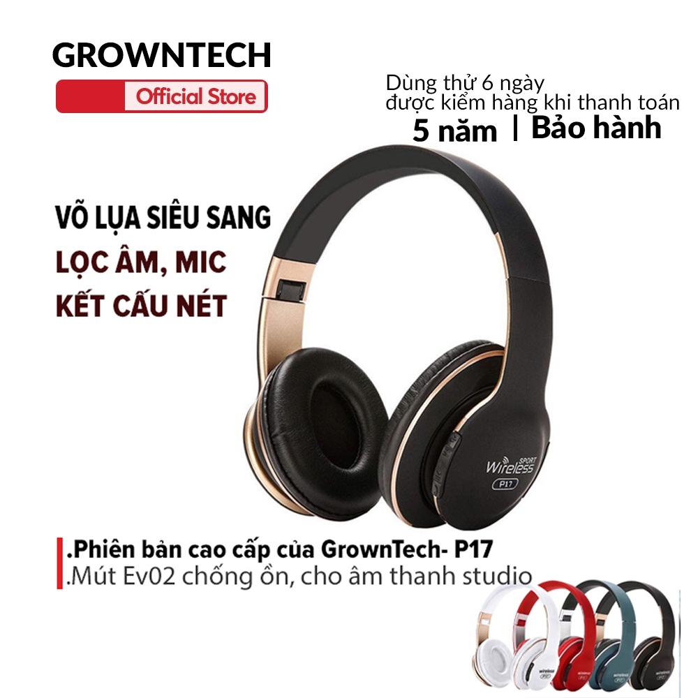Tai nghe chụp tai bluetooth p17, tai không dây có mic, có khe thẻ nhớ, âm bass cực chất, nghe nhạc cực hay