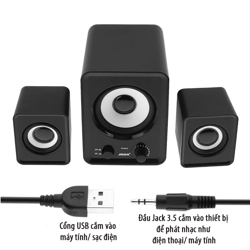 ( BẢO HÀNH CHÍNH HÃNG) Bộ 3 cục Loa 2 bass 2 cục FT202 VI TÍNH CAO CẤP 2.1 - Âm Lượng Lớn, Âm Thanh Trong , Bass Cực Chất