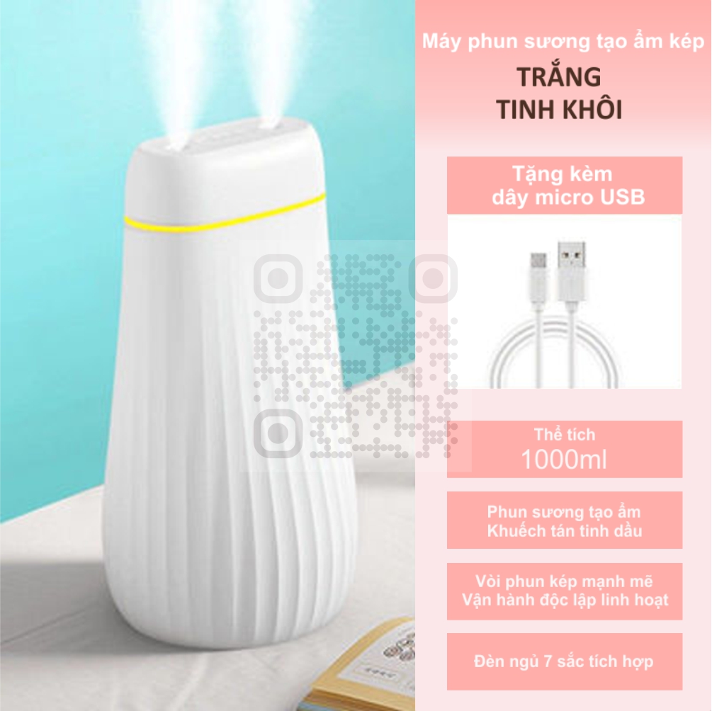 Máy phun sương tạo ẩm khuếch tán tinh dầu dung tích 1000ml vòi phun kép