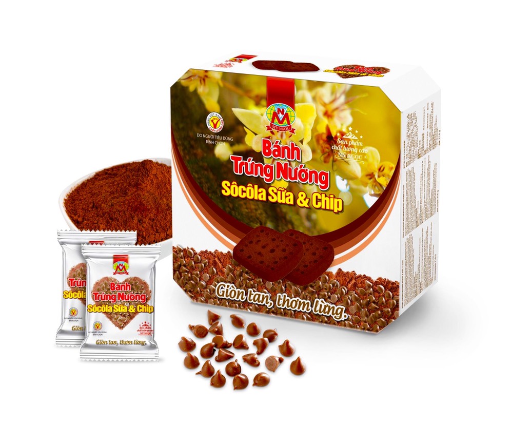 216g 1 HỘP Bánh trứng nướng SÔCÔLA chip, GIÒN TAN ít ngọt THƠM sôcôla, QUÀ TẶNG SANG TRỌNG cho bạn bè và đối tác