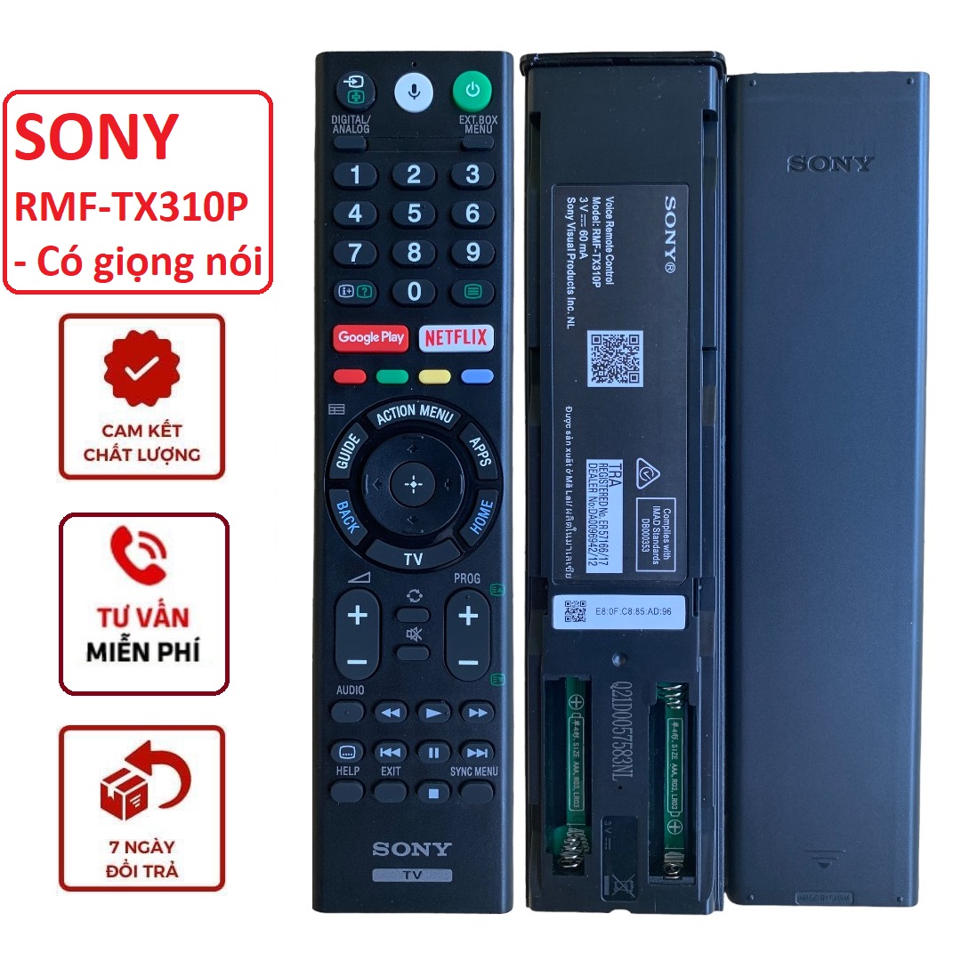 Điều khiển tivi Sony giọng nói RMF-TX310P, remote tivi sony tx310p hàng mới 100%, tương thích tất cả các dòng tivi giọng nói. thay thế rmf-tx300p, rmf-tx200p
