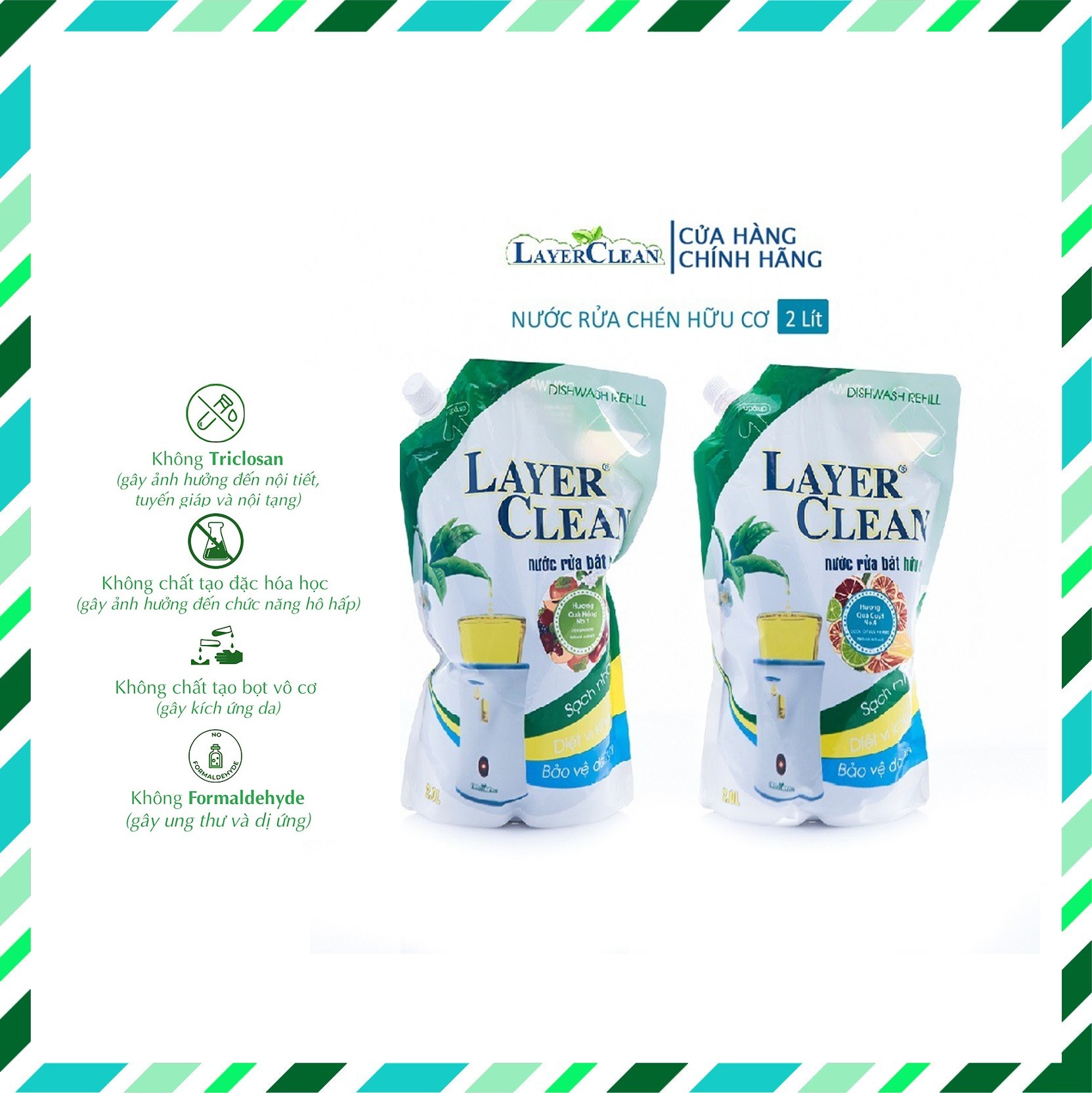 Nước rửa chén hữu cơ Layer Clean túi 2 lít
