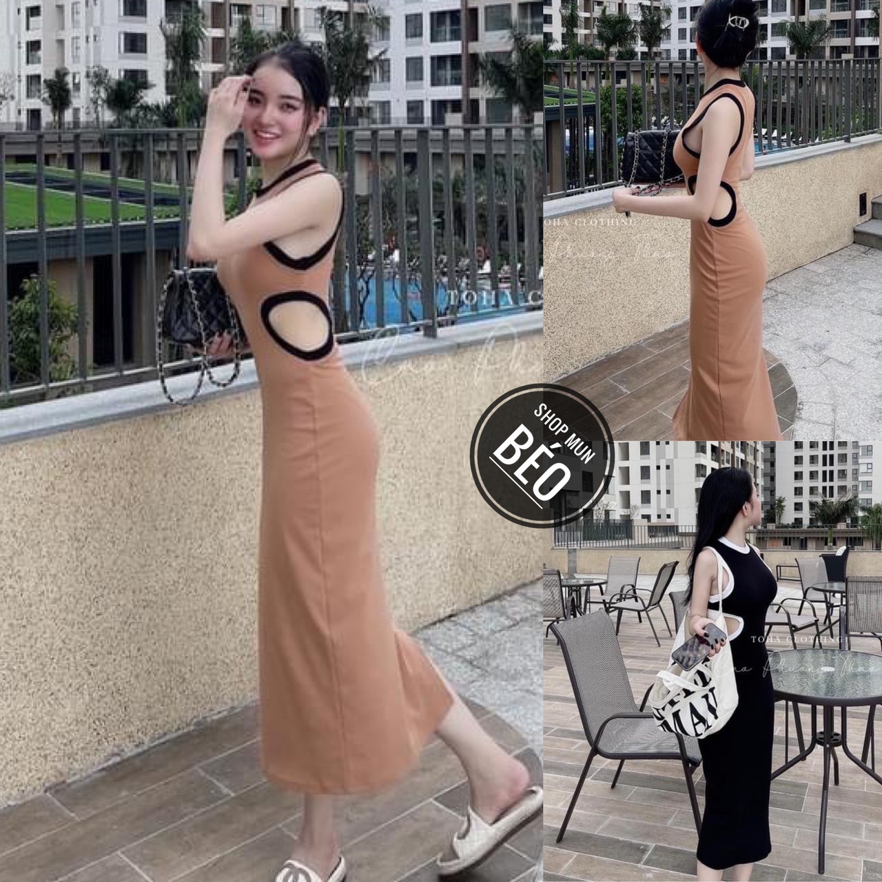 Đầm Body Viền Sát Nách Phom Dài Thun Gân Thích Hợp Mặc Đi Tiệc Đi Làm Đi Chơi