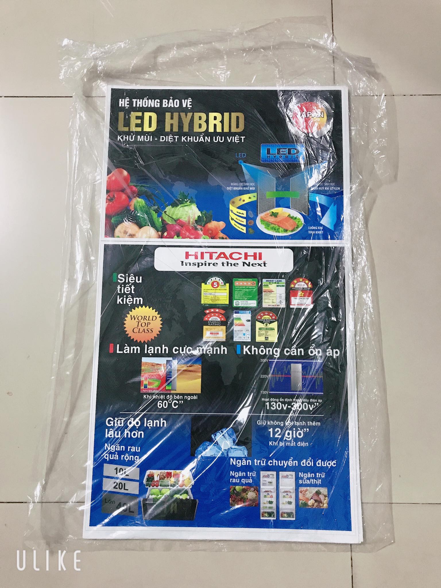 Miếng dán/tem dán tủ lạnh hitachi