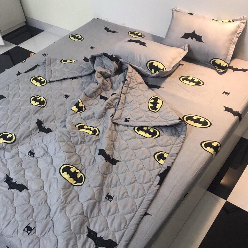 Bộ chăn ga gối trần bông người dơi+ tặng vỏ ôm