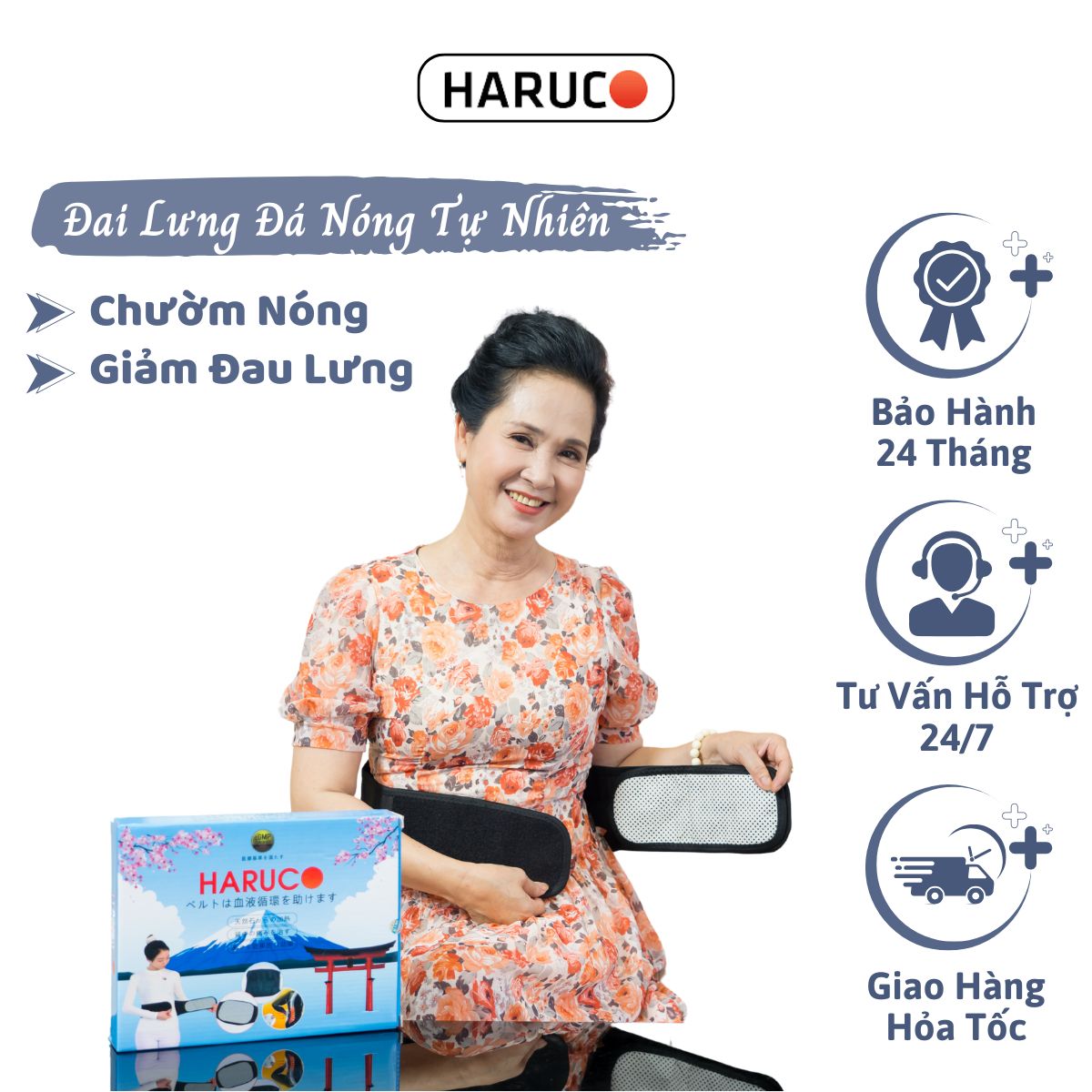 Đai Haruco Đá Nóng Nhật Bản Giúp Giảm Đau Lưng Hiệu Quả, Đai Lưng Đá Nóng Chống Thoát Vị Đĩa Đệm, Th