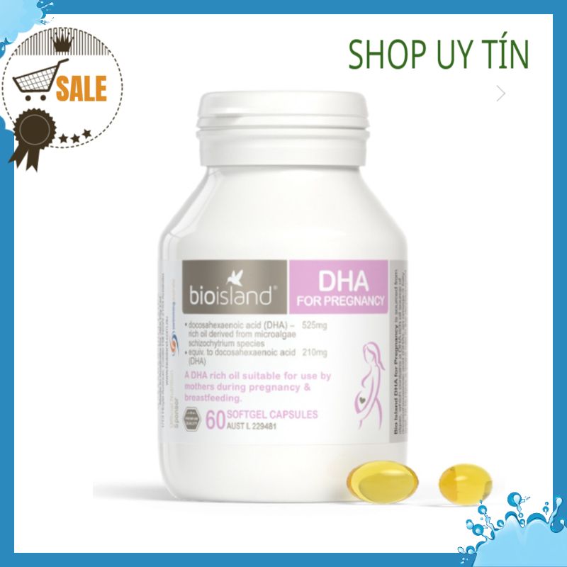 Viên uống bổ sung DHA cho bà bầu Bio Island For Pregnancy Lọ 60 Viên Chuẩn Store Úc Đi Air
