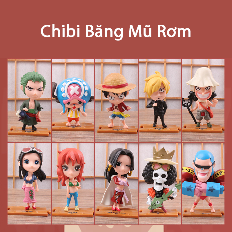 Combo 10 Thành Viên Băng Mũ Rơm One Piece Cao 9-12 Cm hàng cao cấp , figure mô hình anmie one piece Băng Mũ Rơm
