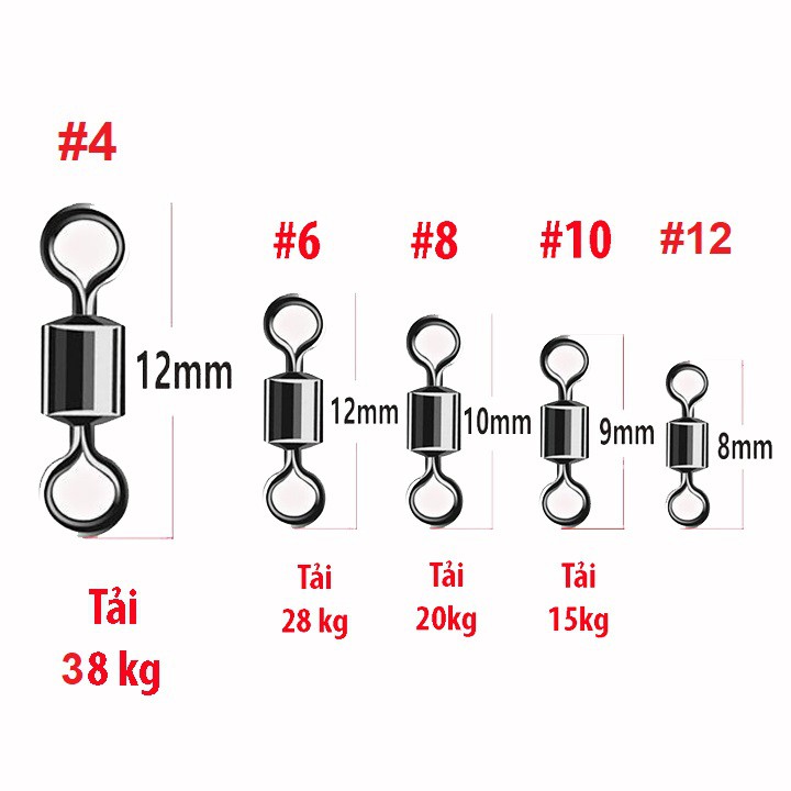 Khóa link số 8, mà ní buộc dây câu đài, 30 chiếc khóa link câu cá