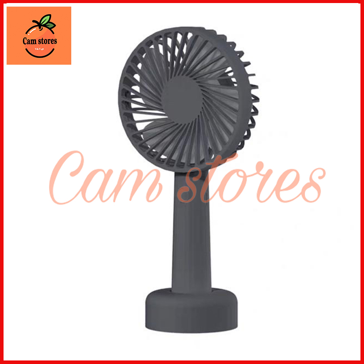 Quạt mini cầm tay tích điện 3 tốc độ + pin + cáp sạc + đế quạt
