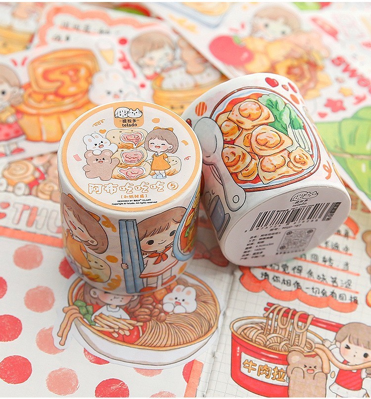 Cuộn washitape S13 họa tiết Telado dễ thương, Chiết chu kỳ nhãn dán hoạt hình siêu xinh trang trí sổ tay