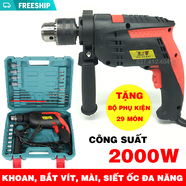 [BH 6 THÁNG]Máy khoan cầm tay 2000W - Khoan đa năng công suất 2000W - máy khoan điện - máy khoan công suất cao - máy khoan - máy khoan gỗ - máy khoan sắt - máy khoan tường - máy khoan bê tông - máy khoan đá mài - máy khoan đá, máy khoan gạcH
