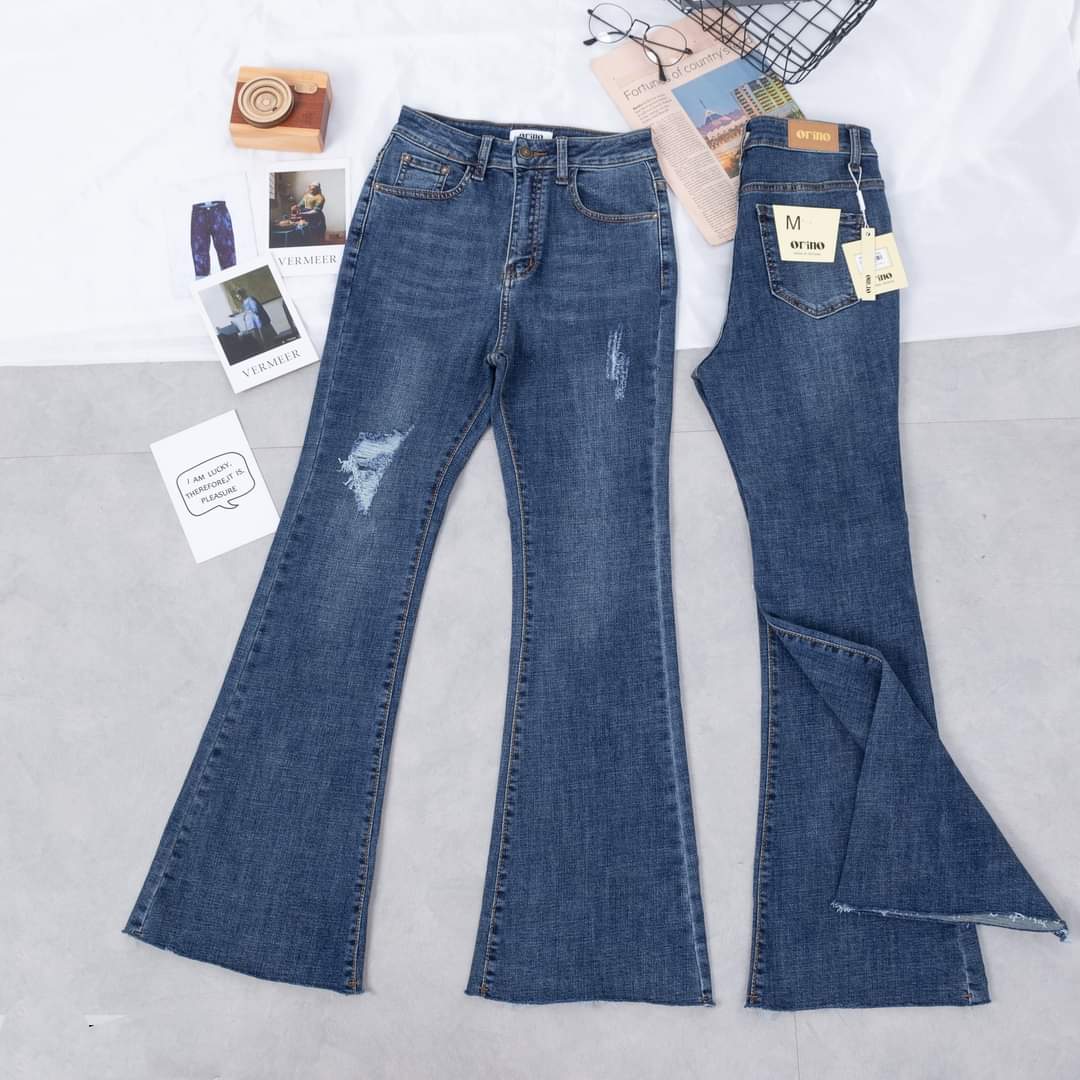 [HCM]Quần jean nữ ống loe bass chất bò xanh co dãn mạnh lưng cao che khuyết điểm form đẹp mẫu mới thuydieushop97 k104