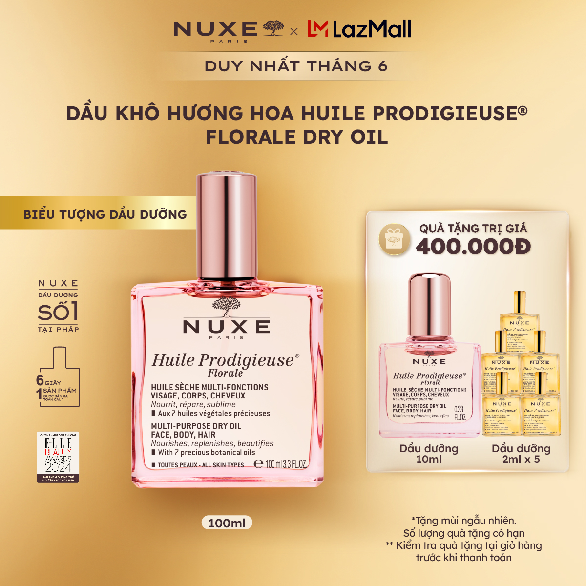 Dầu dưỡng khô đa năng Hương Hoa Huile Prodigieuse Florale Multi-purpose Dry Oil 100ml