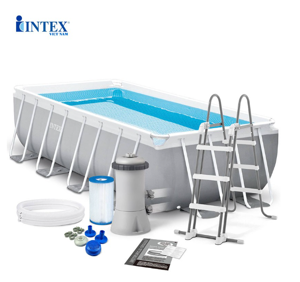 Bể bơi khung kim loại chịu lực 3m chính hãng INTEX 26784 /26788- bể bơi gia đình, bể bơi cho bé, bể khung, hồ bơi