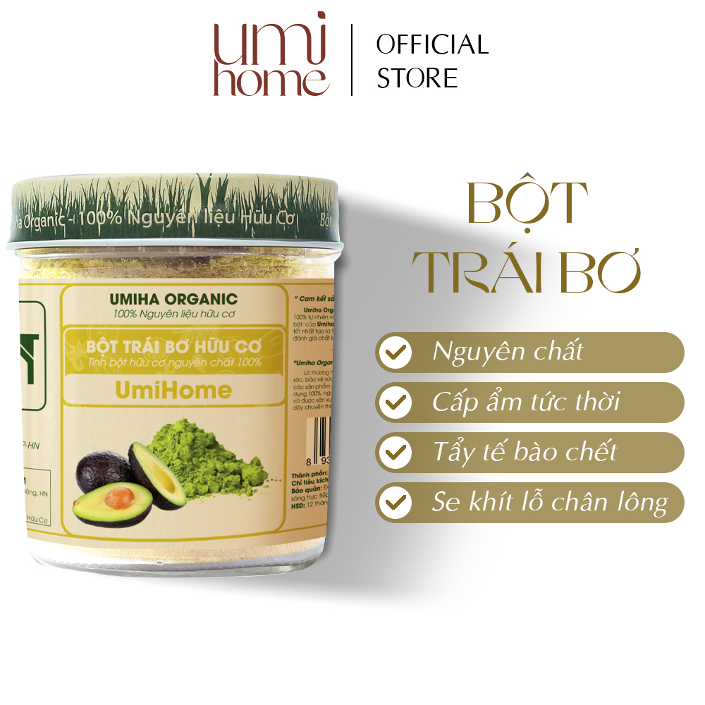 Bột trái bơ đắp mặt nạ hữu cơ umihome 135g nguyên chất - avocado powder 100% organic