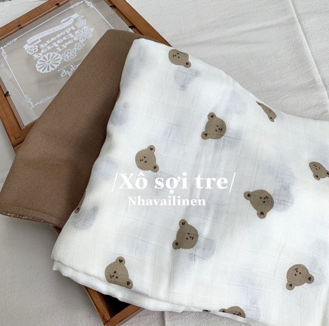 VẢI XÔ SỢI TRE GẤU BEAR