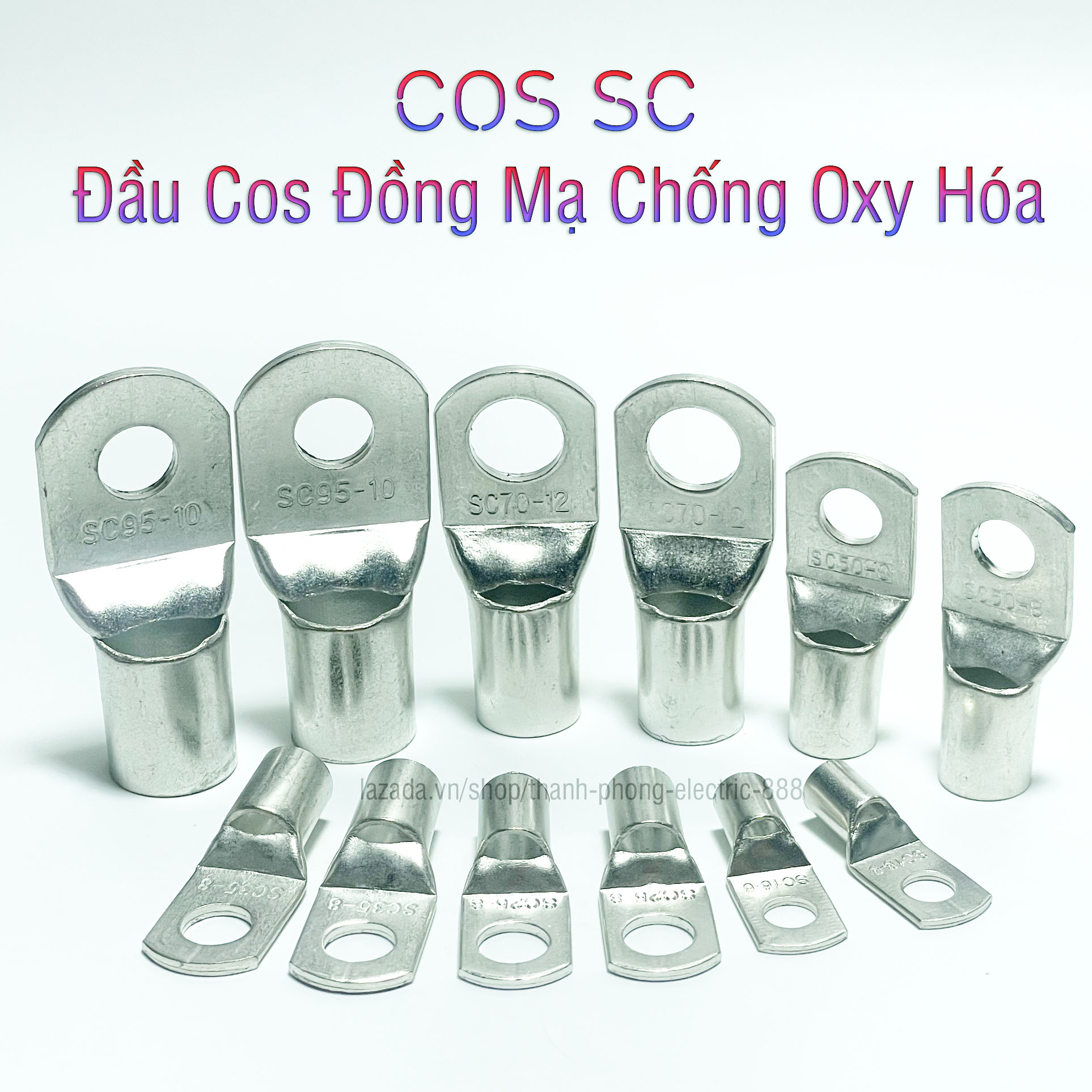 Đầu cos sc bằng đồng mạ chống oxi hóa các loại túi 100 cái