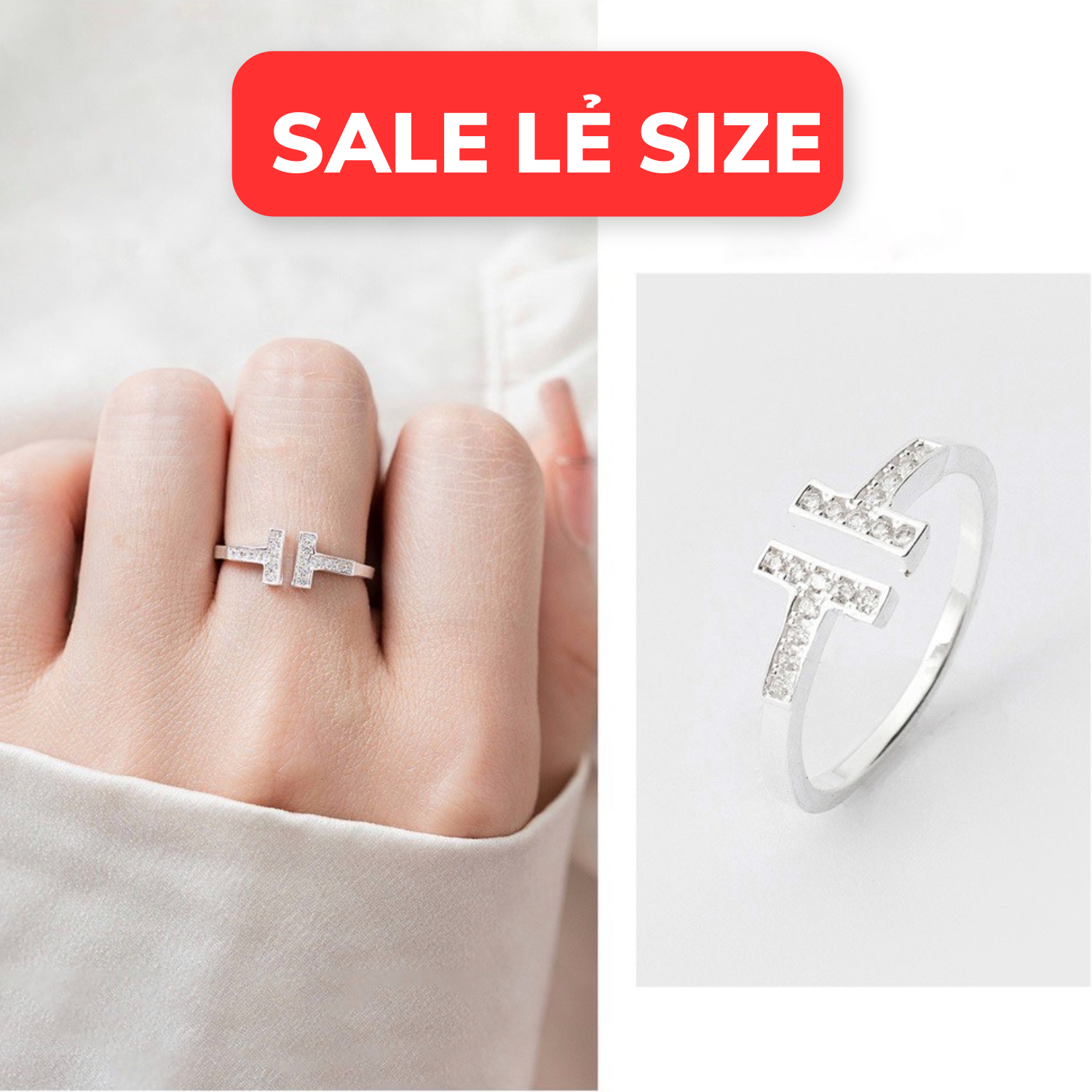 Nhẫn nữ bạc 925 nhẫn bạc chữ H