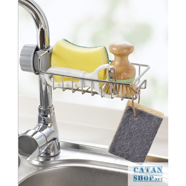 Giỏ Treo Vòi Nước Đựng Xà Phòng Hoặc Miếng Rửa Chén Bát Inox - giá lắp lavabo bồn rửa mặt vòi sen