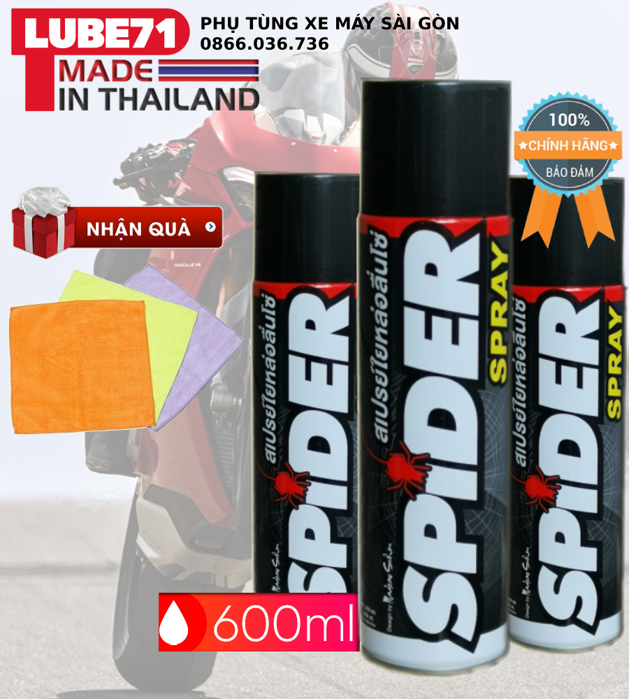 Xịt dưỡng sên SPIDER 600ml Thái Lan