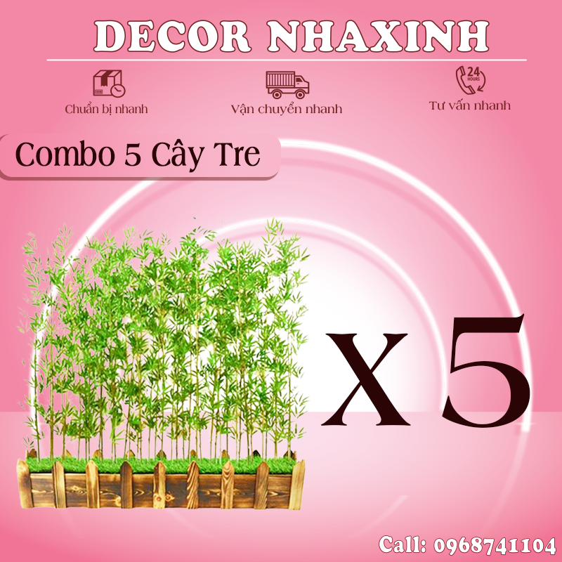 Combo 5 cây tre, cây trúc giả decor phòng, cây giả để trong nhà, cây giả trang trí nhà, cây tre bằng nhựa pvc cao cấp, cây cảnh giả