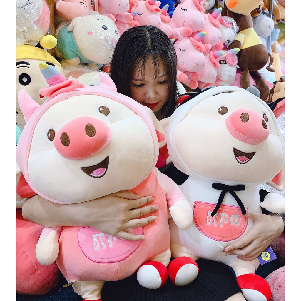 Gấu bông heo tictok cosplay kì lân bò sữa kích thước 40-50-65cm NEOCI
