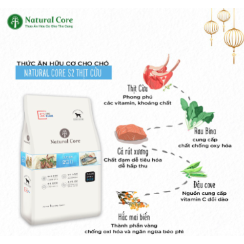6kg Thức ăn Organic Natural core S2 cho chó vị cừu nhập khẩu Hàn Quốc