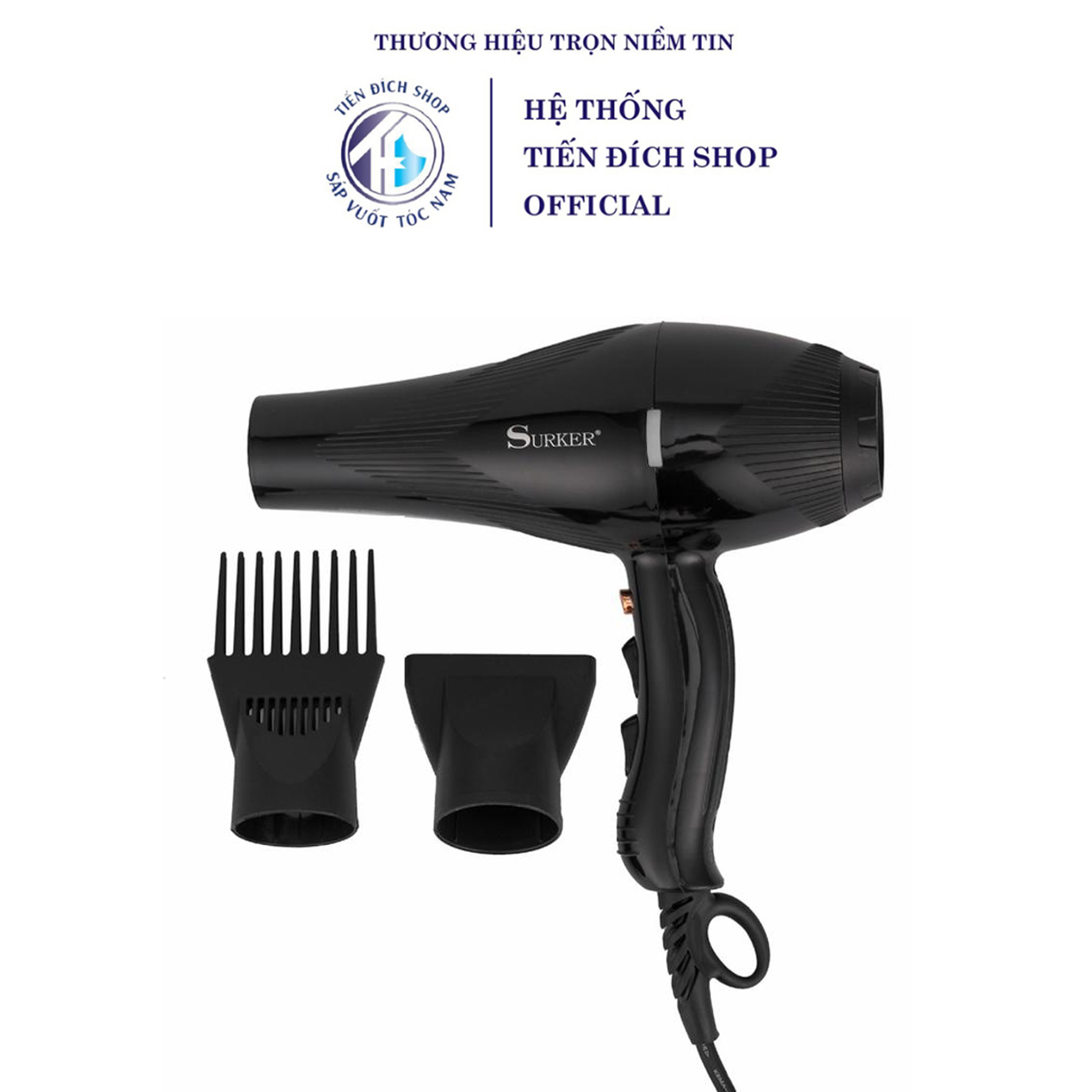 Máy sấy tóc Surker SK 3901 3000w cao cấp chuyên dụng cho gia đình + Tặng lược Chaoba và lược Text - Tiến Đích Shop By Vilain