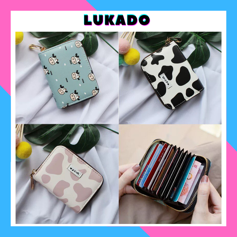 Ví nữ mini đựng thẻ bò sữa cute dễ thương giá rẻ bỏ túi nhiều ngăn đẹp hot trend thời trang Hàn Quốc cao cấp LUKADO VN40